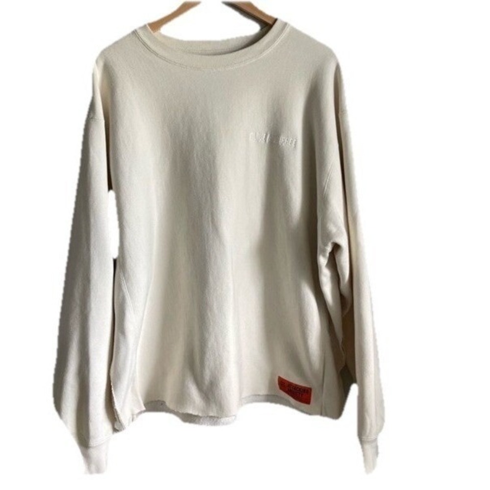 Oversized‎ Raw Hem Crewneck Sweatshirt Relaxed Fit Neutral Top